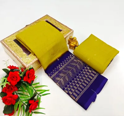 Zig Zag Digital Print Saree with Foil Print and Contrast Jari Border